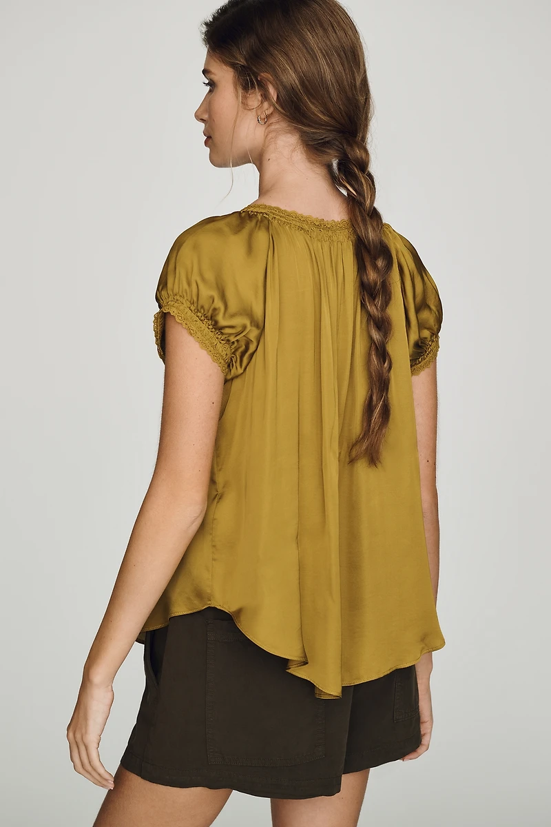By Anthropologie Amber Short-Sleeve Silken Top