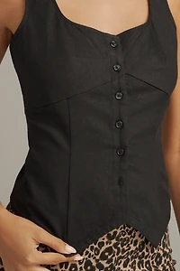By Anthropologie Open-Back Linen Blend Vest
