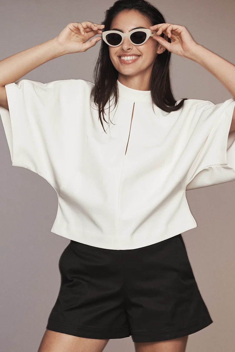 Maeve Mock-Neck Batwing Top