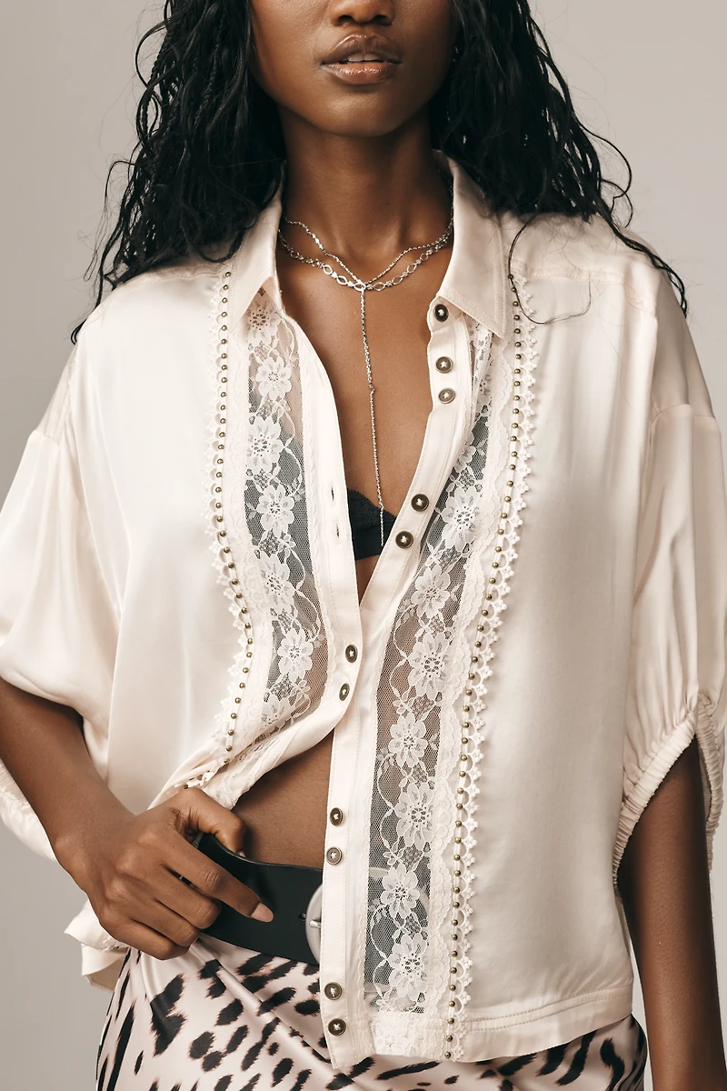 Pilcro Lace Appliqué Blouse