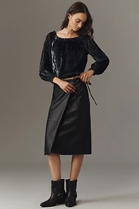 By Anthropologie Off-Shoulder Burnout Velvet Blouse