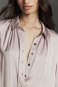 Pilcro Longline Silky Buttondown Shirt