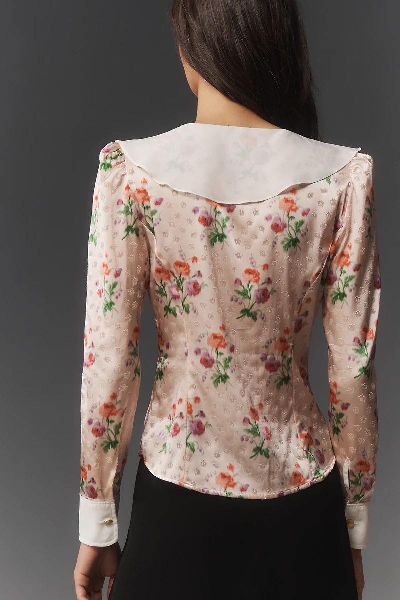 Maeve Long-Sleeve Ruffle-Front Blouse