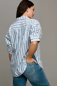 Pilcro Ruched Sleeve Buttondown Shirt