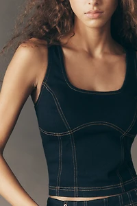 Pilcro Crop Denim Slim Tank Top