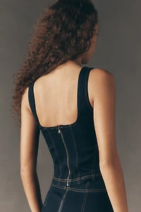 Pilcro Crop Denim Slim Tank Top