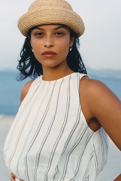 By Anthropologie Sleeveless Linen Bubble Tank