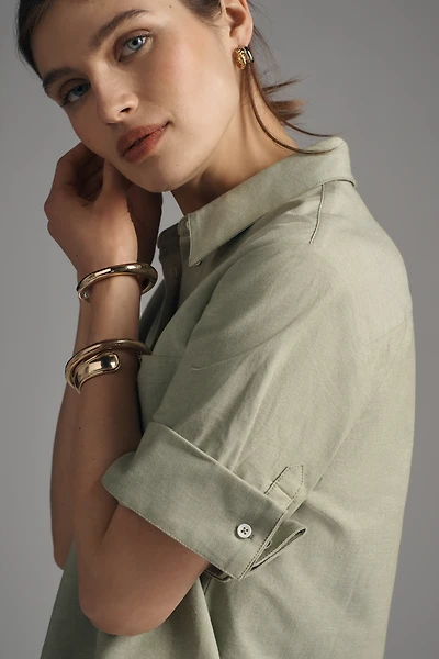 Maeve Rolled-Sleeve Oxford Buttondown Shirt