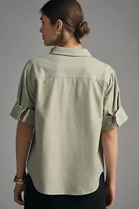 Maeve Rolled-Sleeve Oxford Buttondown Shirt