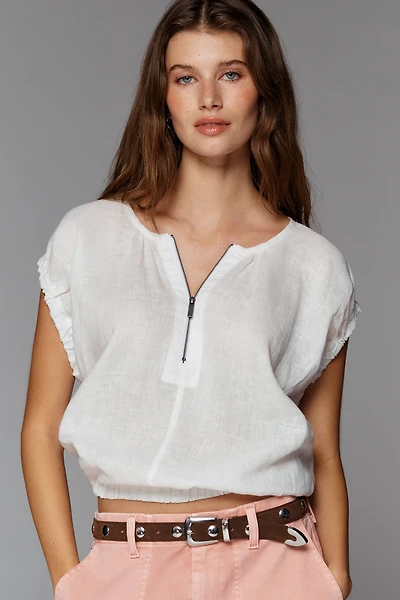 Pilcro 100% Linen Zip Front Blouse
