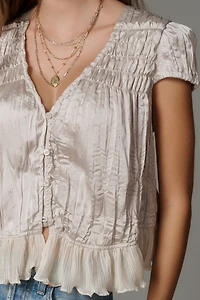 By Anthropologie Shirred Silky Blouse