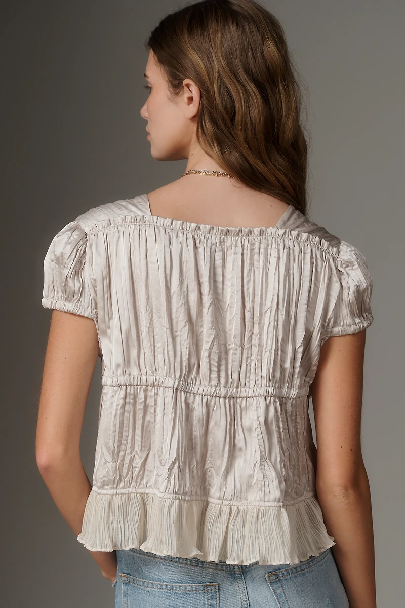 By Anthropologie Shirred Silky Blouse