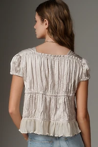 By Anthropologie Shirred Silky Blouse
