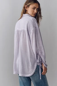 Pilcro Cinched-Sleeve Buttondown Top