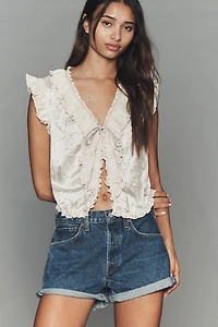 By Anthropologie Sleeveless Tie-Front Top