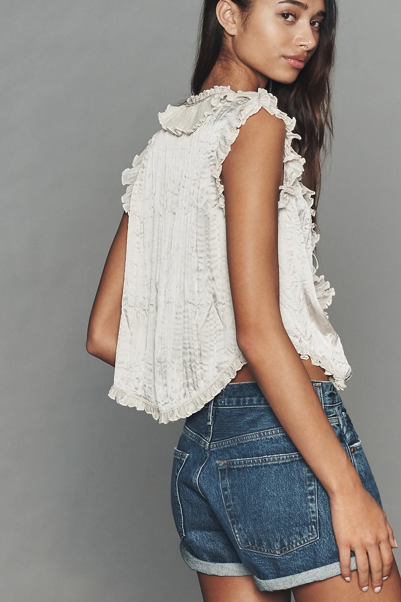 By Anthropologie Sleeveless Tie-Front Top