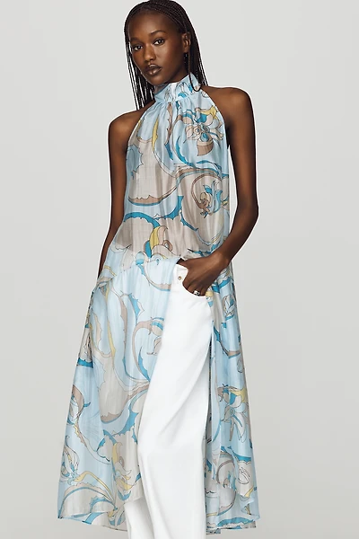 Maeve High-Neck Sheer Top
