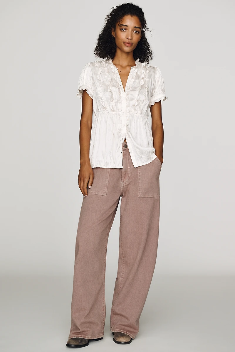 By Anthropologie Short-Sleeve Ruffle Blouse