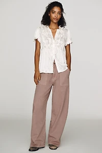 By Anthropologie Short-Sleeve Ruffle Blouse