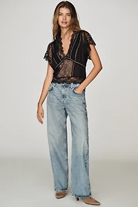 By Anthropologie Mixed Lace Top