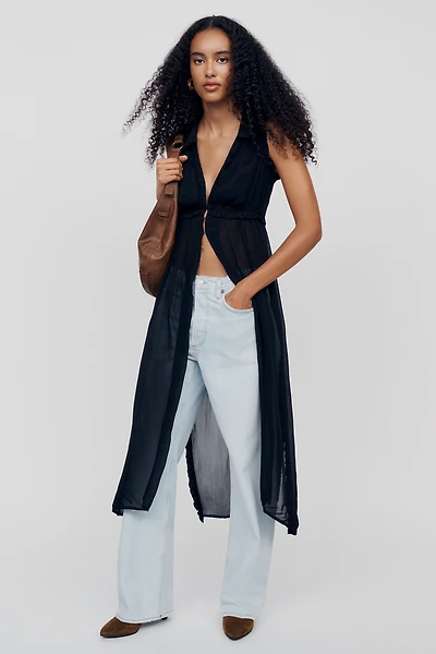 By Anthropologie Sheer Ruffle Tunic