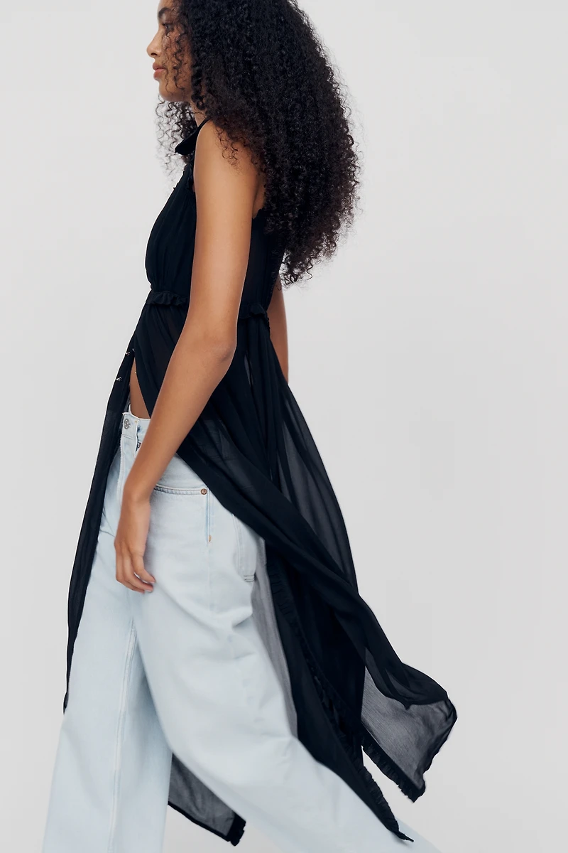 By Anthropologie Sheer Ruffle Tunic