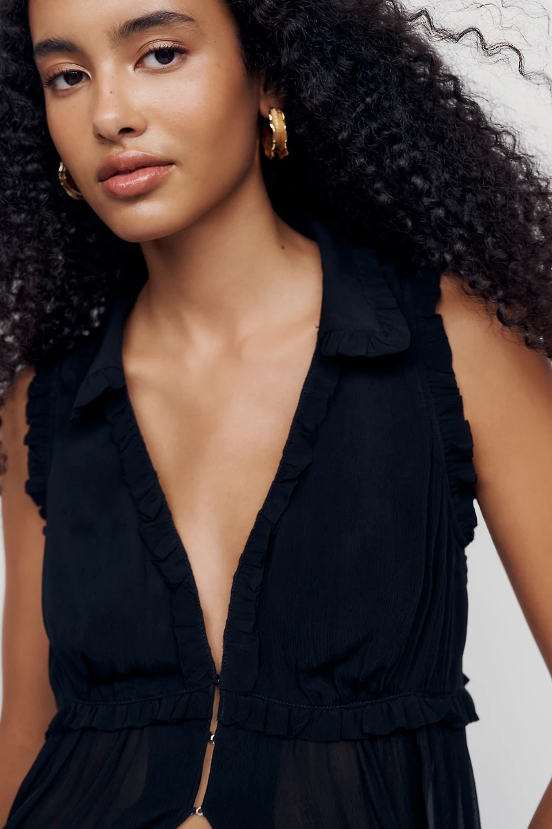 By Anthropologie Sheer Ruffle Tunic