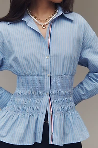 Maeve Long-Sleeve Smocked-Waist Blouse