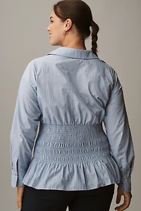 Maeve Long-Sleeve Smocked-Waist Blouse