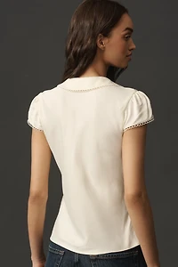 By Anthropologie Silky Peter Pan Collared Blouse
