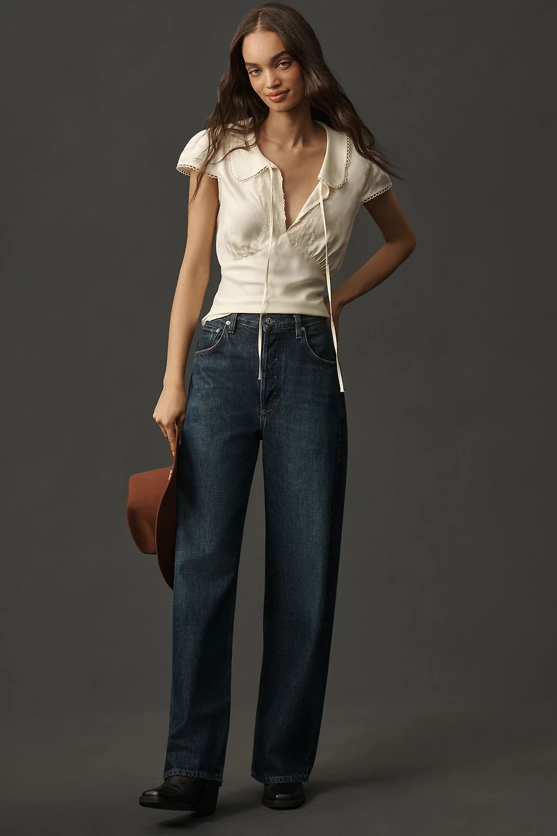 By Anthropologie Silky Peter Pan Collared Blouse