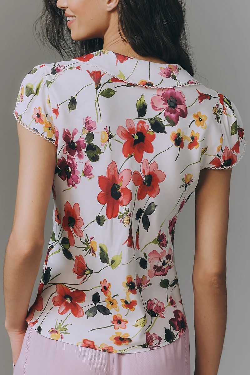 By Anthropologie Silky Peter Pan Collared Blouse