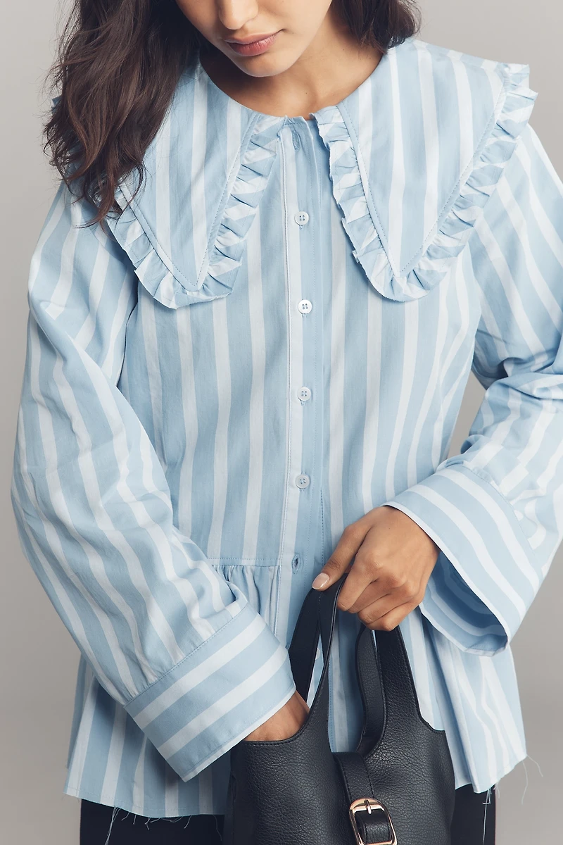 Maeve Cotton Long-Sleeve Collared Blouse