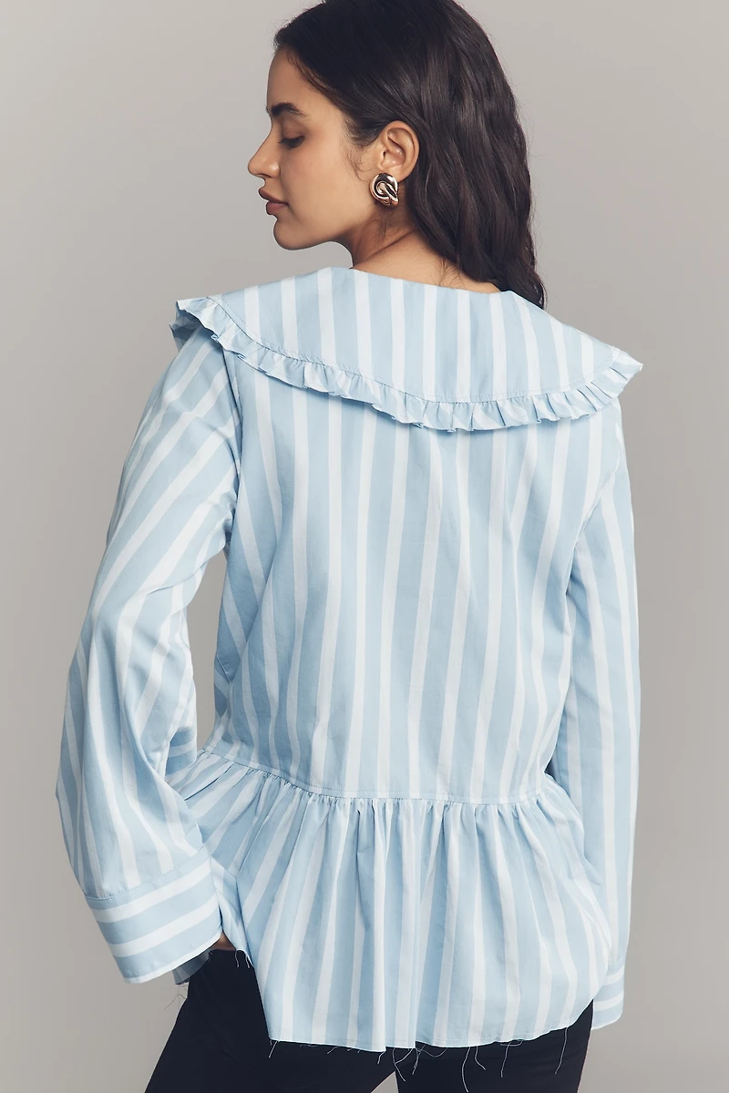 Maeve Cotton Long-Sleeve Collared Blouse