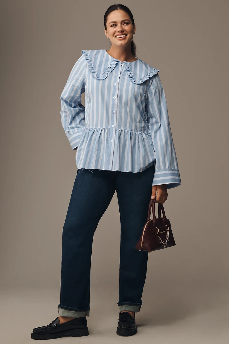 Maeve Cotton Long-Sleeve Collared Blouse