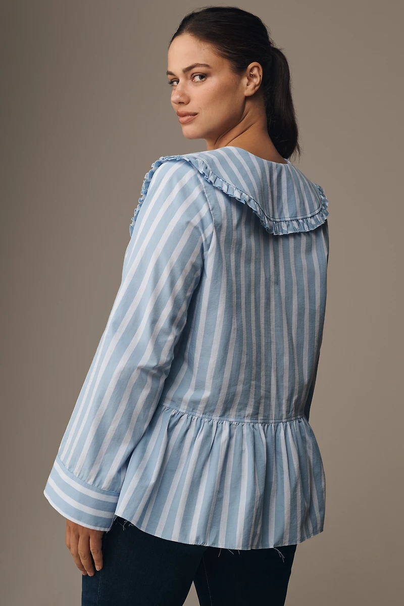 Maeve Cotton Long-Sleeve Collared Blouse