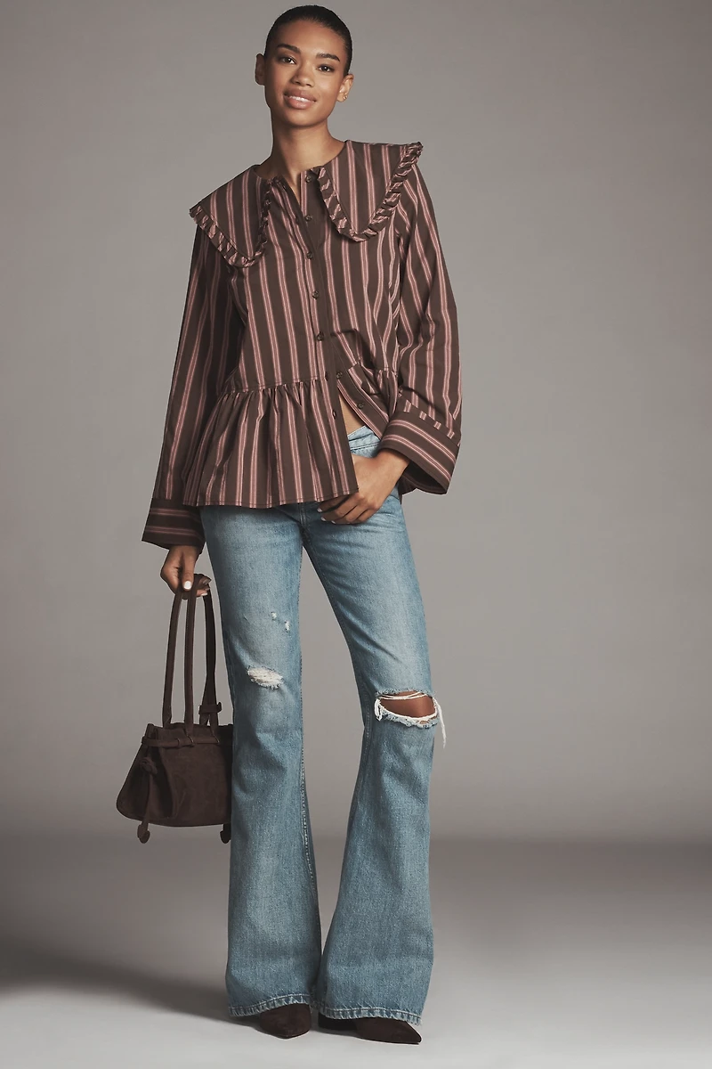 Maeve Cotton Long-Sleeve Collared Blouse