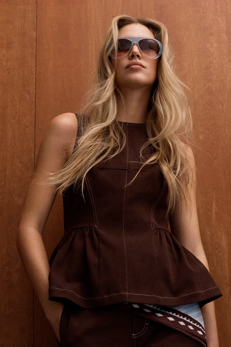 Maeve Crew-Neck Peplum Tank Top