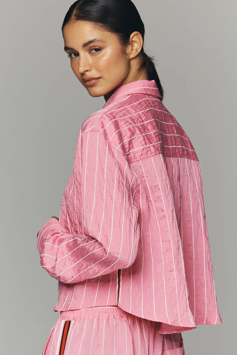 Maeve Silky Crop Buttondown Shirt