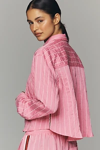 Maeve Silky Crop Buttondown Shirt