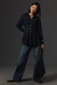 Maeve Long-Sleeve Cinched Buttondown Shirt
