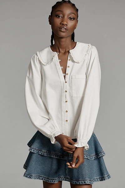 The Keira Denim Long-Sleeve Blouse by Pilcro