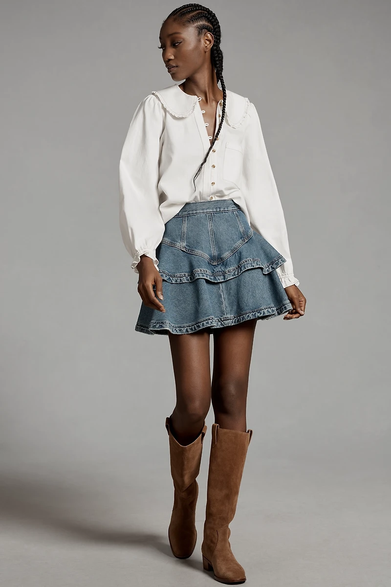 The Keira Denim Long-Sleeve Blouse by Pilcro