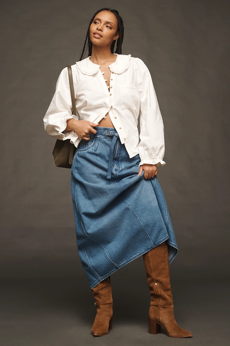 The Keira Denim Long-Sleeve Blouse by Pilcro