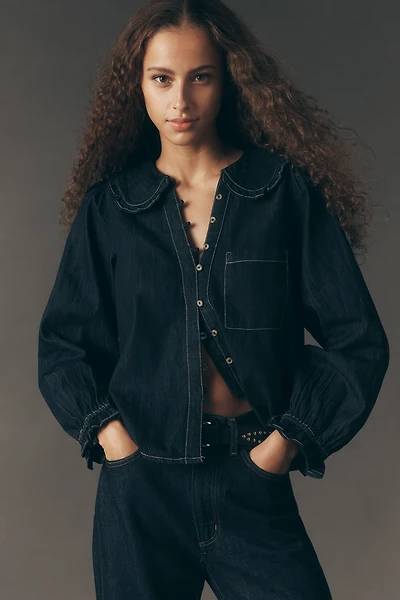 The Keira Denim Long-Sleeve Blouse by Pilcro