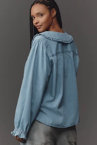 The Keira Light-Denim Long-Sleeve Blouse by Pilcro