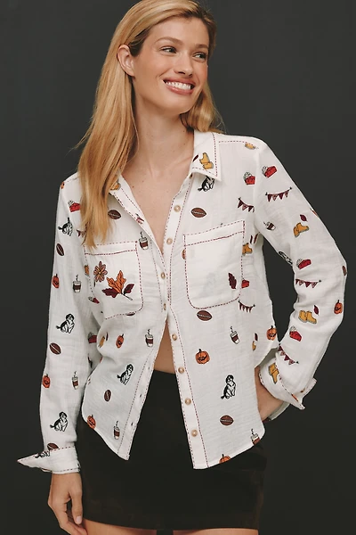 Pilcro Embroidered Icon Buttondown Shirt