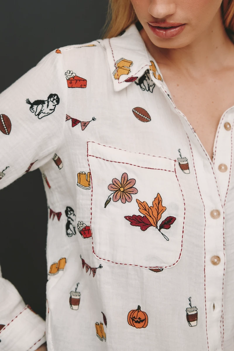 Pilcro Embroidered Icon Buttondown Shirt
