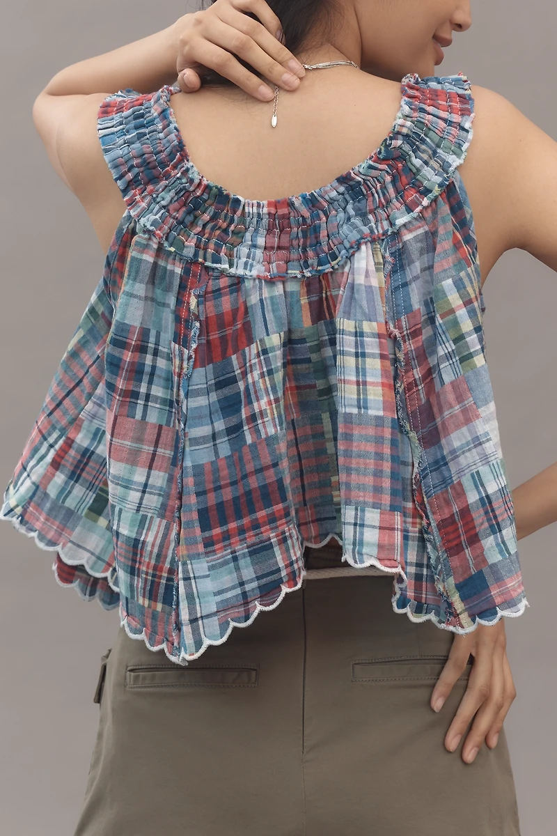 Pilcro Scallop-Hem Patchwork Tank