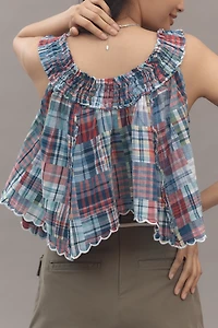 Pilcro Scallop-Hem Patchwork Tank